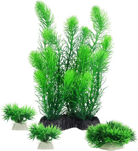 MyLifeUNIT Plantas de acuario, decoraciones artificiales de acuario para decoración de peceras, paquete de 4