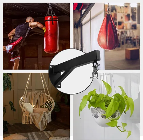 Vista 9 de YORWHIN Percha para saco de boxeo, soporte de pared para bolsa de boxeo, soporte pesado para colgar, rotación silenciosa para el hogar, gimnasio