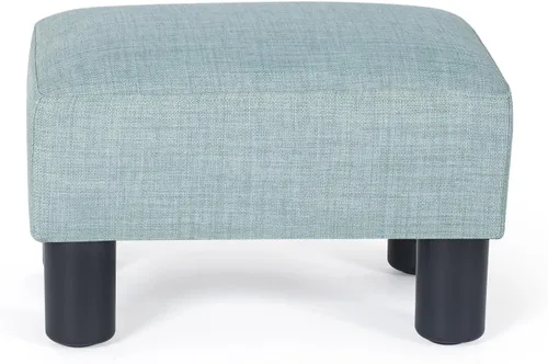 Vista 61 de Adeco 15.4" Small Footstool Ottoman for Footrest, Modern Rectangle Step Stool Extra Seating with Non-Skid Plastic Legs for Living Room, Couch, Brown
