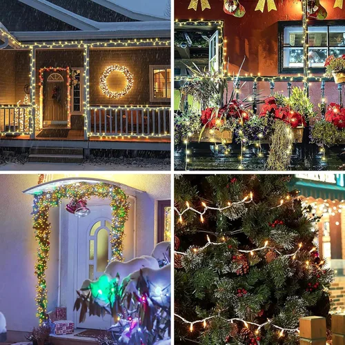 Vista 7 de Dirnun Luces de Navidad de color blanco transparente, 100 unidades, luz incandescente, certificación UL, luces conectables para árbol de Navidad