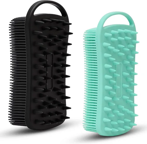 2 piezas de cepillo corporal de silicona, cepillo de baño y ducha exfoliante 2 en 1, esponja de loofah de silicona suave para piel sensible,