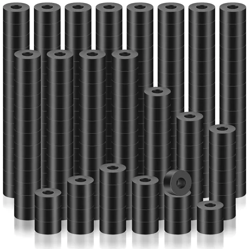 Vista 7 de Pasimy 100 espaciadores de nailon negro de 1/2 pulgada de grosor, 1/2 pulgadas de diámetro exterior de 0.194 pulgadas de diámetro