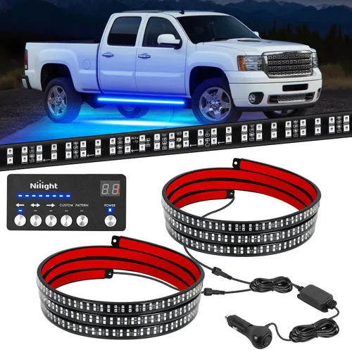 Vista 21 de Nilight 2 tiras de luces estroboscópicas de rejilla de camión de 24 pulgadas, 384 luces LED de emergencia, color ámbar, flexible, intermitente