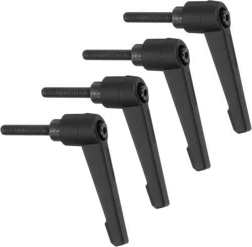 Vista 20 de uxcell 4 perillas ajustables M5 x 0.472 in, rosca macho, botón de trinquete, bloqueo rápido, perno giratorio para maquinaria de torno, color negro