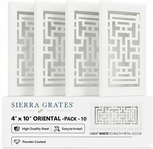 Vista 16 de Rejilla de Piso de Diseño Oriental de 4" x 10" en Acabado Bronce Metálico - Cubiertas de Ventilación para Piso del Hogar - Cubiertas Decorativas