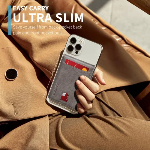 Vista 3 de RUNBOX Billetera delgada para hombre de cuero minimalista con bloqueo RFID plegable con caja de regalo Minimalista