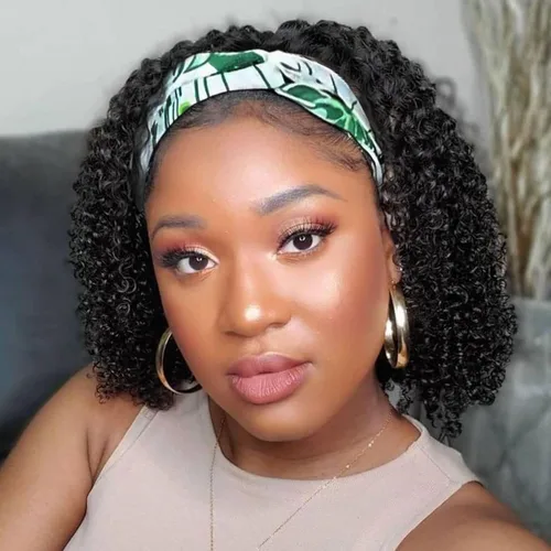 Vista 14 de Aiterina - Peluca de diadema de onda profunda con cabello humano para mujeres negras, cabello remy brasileño, sin pegamento, sin encaje frontal