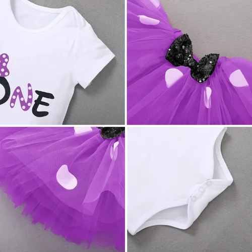 Vista 7 de IBTOM CASTLE Conjunto de falda de princesa para bebé niña de 1, 2 y 3 cumpleaños, con lunares, vestido tutú, diadema, falda de princesa, sesión