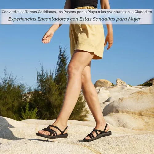 Vista 6 de MEGNYA – Sandalias para mujer, cómodas, planas, con soporte de arco, impermeables, para caminar, senderismo, viajes, bodas, playas y lugares