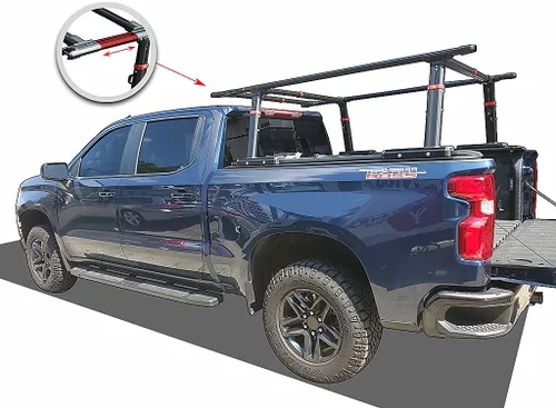 Vista 2 de Vanguard VGBR-2286BK Soporte de cama negro extensible compatible con F150 Ram 1500 Silverado 1500 Tacoma Canyon Colorado