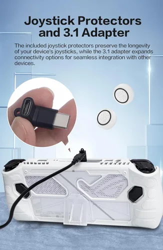 Vista 9 de Funda protectora para ASUS ROG Ally, funda de TPU para ASUS ROG Ally con soporte, incluye 2 protectores de pantalla de vidrio templado ASUS ROG