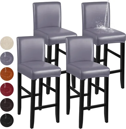 Vista 20 de YISUN - Fundas para taburete de bar, mezcla de forro polar elástico y poliéster, lavables y removibles, para taburete de bar y silla alta, con Beige