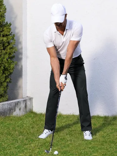 Vista 8 de Moosehill Pantalones de golf para hombre, de corte clásico, elásticos, de secado rápido, ligeros, para trabajo, casual, al aire libre, cómodos