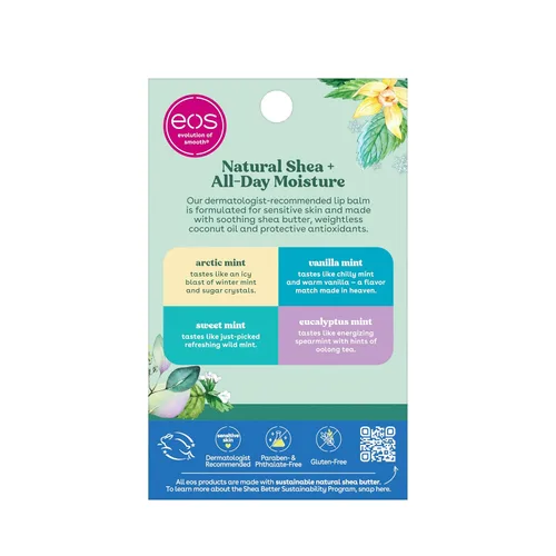 Vista 7 de eos Paquete variado de bálsamo labial natural de menta de karité - Artic, vainilla, menta dulce y eucalipto, juego de regalo de bálsamo labial