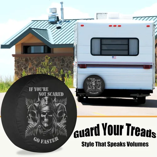 Vista 2 de Cubiertas de neumáticos de repuesto para remolques de caravana, cráneo pirata, resistente a la intemperie, a prueba de polvo, universales