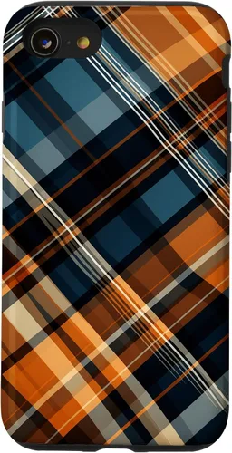 Vista 18 de Navy Black and Orange Plaid Halloween Fall Autumn Pumpkins Case for iPhone 17