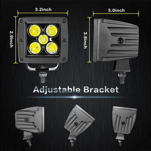 Vista 2 de Cubos LED, barra de luz LED de 3 pulgadas, 2 unidades de 100 W, luces de conducción cuadradas, luces de conducción, cubo LED, luces de trabajo