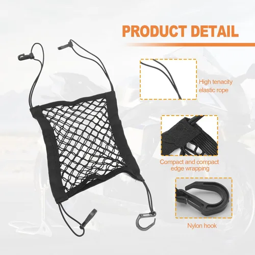 Vista 3 de Red elástica doble para almacenar cosas, se utiliza para almacenamiento de triciclos de motocicleta, súper tensión, no es fácil de dañar