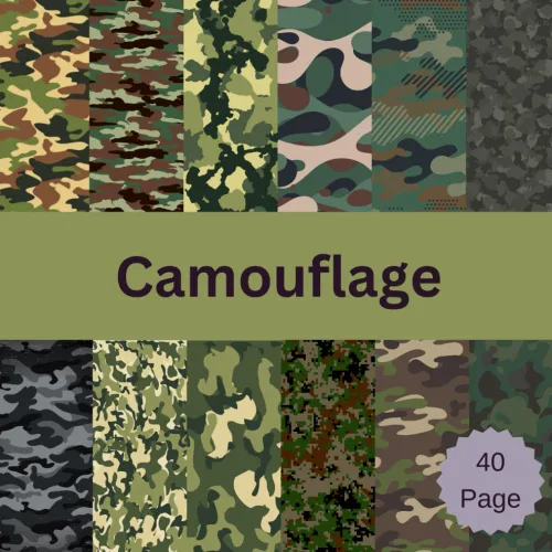 camouflage scrapbook paper 20 Double Sided, Decorative Craft Paper Sheets, Junk Journal, Premium colour And More