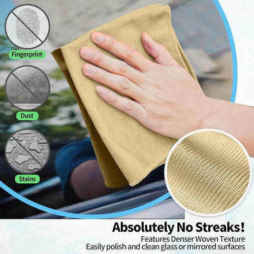 Vista 4 de Paño de limpieza de microfibra – Paquete de 6 paños de limpieza de lentes, trapos de limpieza de ventanas de 16 x 14 pulgadas, paños de pulido sin