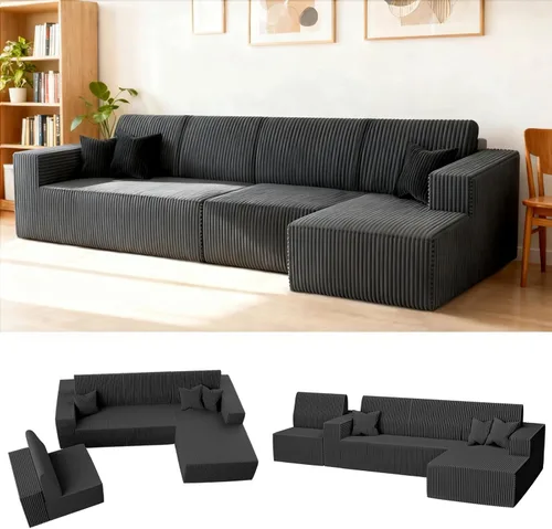 Vista 31 de Sofá modular sin huesos, sofá modular Cloud con diván en forma de L, sofás tapizados modernos para sala de estar y dormitorio, no requiere montaje