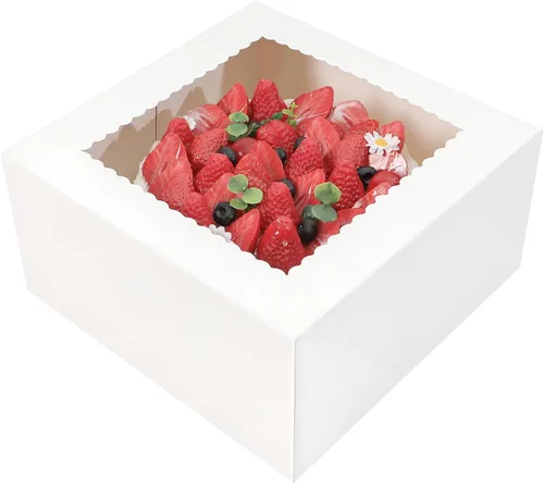 Vista 9 de 25 cajas para pastel enrollado, cajas de panadería blancas con ventana, 5x5x3.5 pulgadas, cajas para galletas, contenedor para pastel de calabaza