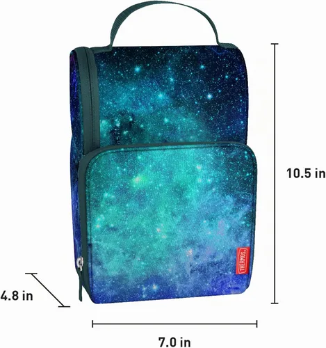 Vista 3 de THERMOS Lonchera doble para niños, color verde azulado galaxia