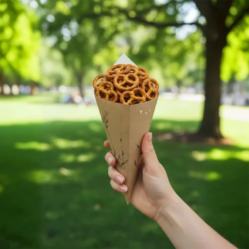 Vista 5 de Conetek - Conos de papel negros de 10 pulgadas para aperitivos, ecológicos: Perfectos para aperitivos, conos de papel aptos para alimentos Estampado