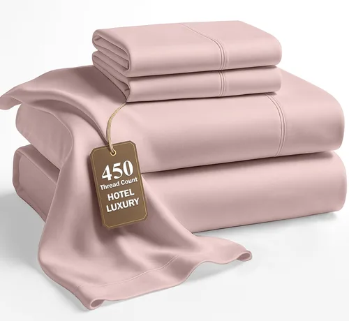 Vista 32 de LANE LINEN - Juego de sábanas tamaño Queen, 450 hilos, 100% algodón, refrescantes, suaves y transpirables, con bolsillo profundo, 4 piezas