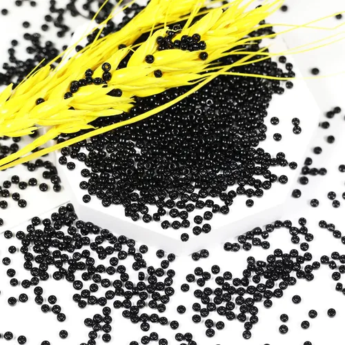 Vista 2 de Bala&Fillic Cuentas de semillas de 2 mm 10000 piezas/110 gramos en caja 12/0 Cuentas de semillas negras para hacer joyas, aretes, pulseras, collares