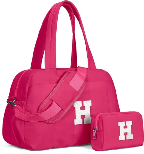 Vista 198 de Bolsa de lona Vogewood, bolsas personalizadas de fin de semana para mujer, bolsas de viaje con estuche de maquillaje, regalos de cumpleaños, Beige