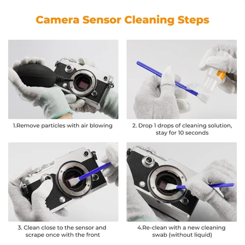 Vista 7 de K&F CONCEPT Hisopos de Limpieza de Sensor Micro Cuatro Tercios 4/3 de 12mm (0.47 pulgadas)*10 + Limpiador de Sensor de 20ml (0.7 fl oz), Kit