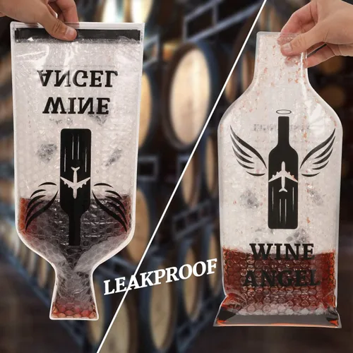 Vista 6 de [PROTECCIÓN MEJORADA] Juego de 4 (8 piezas) Bolsas de Vino Reutilizables para Viajes, Protector de Viaje de Vino, Funda de Viaje para Botella