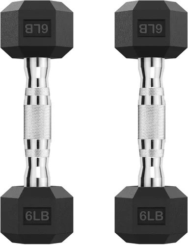 Vista 52 de HANDBODE Juego de 2 mancuernas hexagonales de 2.5 a 65 libras con revestimiento de goma, mancuernas para ejercicio y fitness, peso de mano