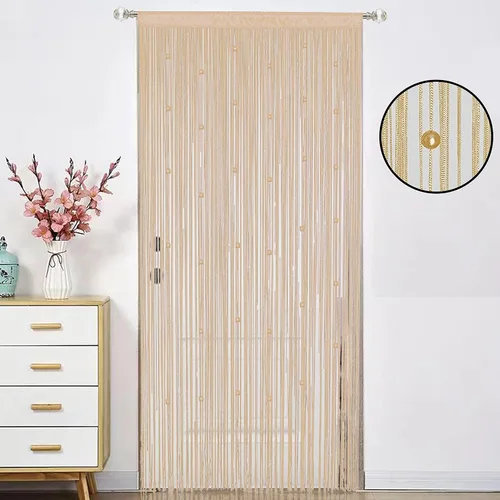 Vista 2 de HSYLYM - Cortinas con cuentas para puerta, cortinas de hilos ideales para decoración de sala de estar, colgante de pared, flecos, divisor