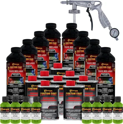 Vista 80 de Custom - Kit de revestimiento de uretano negro de 0.875 galones con pistola de aerosol con regulador