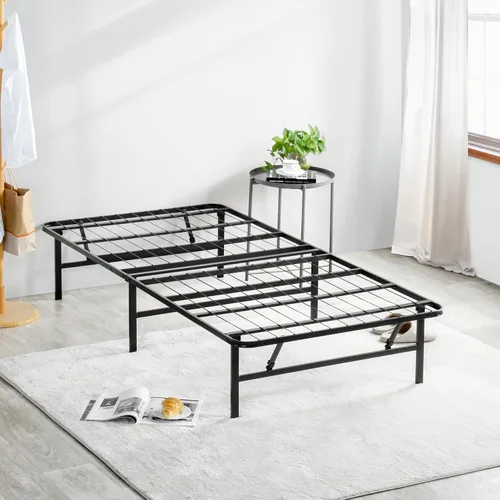 Vista 11 de Olee Sleep - Base de cama de plataforma de 18 pulgadas con listones de acero resistente, soporte antideslizante, de fácil montaje, base de colchón