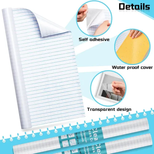 Vista 3 de Tenceur 6 rollos de cubierta autoadhesiva mate para libros, revestimiento protector transparente para libros, hojas adhesivas transparentes