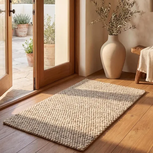 SAFAVIEH Natura Collection - Alfombra decorativa, 2 x 3 pies, color beige, mezcla de lana hecha a mano, diseño texturizado, ideal para pasillo