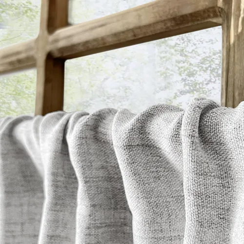 Vista 6 de Cortinas de Lino Falso Oindec para Cocina de 24 Pulgadas de Largo, Niveles de Cortina de Café para Sala de Estar, Sótano, Baño, Ventanas, Cortinas