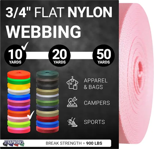 Vista 30 de Strapworks Rollo de correa de nailon resistente de 3/4 pulgadas para cinturón, mochila, eslinga, collar, correa, correas y más, 10, 20 o 50 yardas