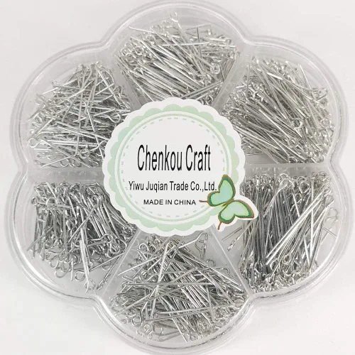 Vista 4 de Chenkou Craft 700 piezas surtidas de 7 tamaños surtidos de alfileres para la fabricación de joyas (anti-plata, mezcla)