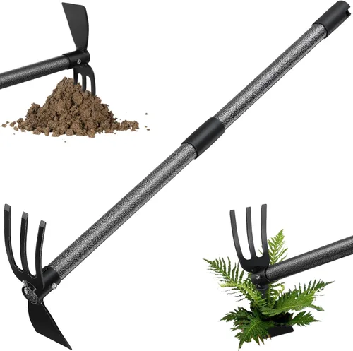 Herramienta de deshierbe, cultivador de azada 2 en 1, herramientas de jardín – 31 pulgadas de alta resistencia, rastrillo de mano para camas de