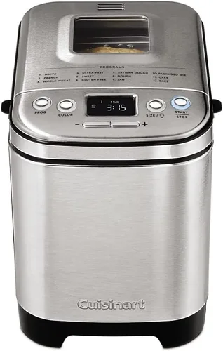 Vista 3 de Cuisinart Máquina para hacer pan, compacta y automática, ajustes personalizables, panes de hasta 2 libras, CBK-110P1, máquina de plata y helados