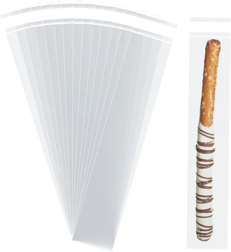 Vista 2 de Morepack Bolsas de celofán autosellables, 2 x 10 pulgadas, 100 bolsas transparentes para barra de pretzel, bolsa resellable para embalaje, paletas