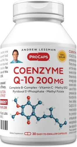 ANDREW LESSMAN Coenzima Q-10 200 mg 30 Cápsulas - Esencial para la Producción de Energía y Función Óptima de Órganos Clave, Soporte Antioxidante, Se