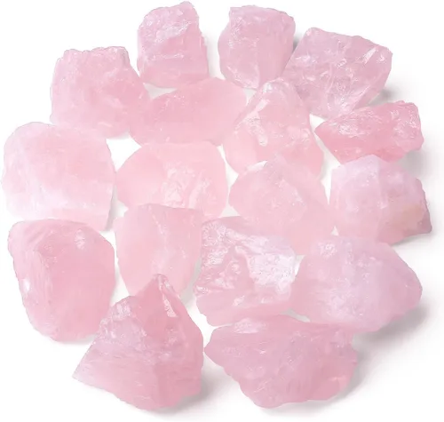 DUQGUHO Cristales de cuarzo rosa de 1 libra, cristales crudos a granel, piedras naturales en bruto, piedras preciosas crudas al por mayor para