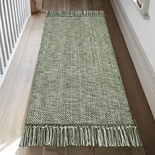 Vista 19 de Collive Alfombra de Baño Negra, 2' x 3' Tejida a Mano Lavable Alfombras Pequeñas de Cocina, Alfombra de Entrada Reversible de Algodón Alfombra