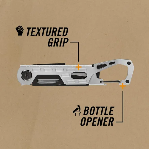 Vista 4 de Gerber Gear Stake Out Multiherramienta 11 en 1 - Hoja de borde liso de 2.2 pulgadas, extractor de estacas para tienda, transporte de mosquetón