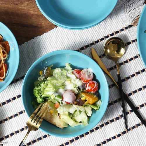 Vista 5 de TP Juego de 4 cuencos de comida de 7 pulgadas, servicio para 4, cuencos grandes de melamina de 28 onzas para pasta, cuencos de servir duraderos